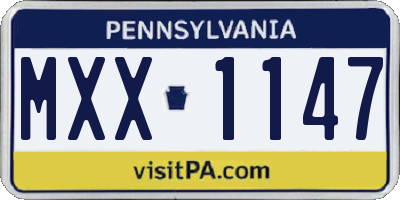 PA license plate MXX1147