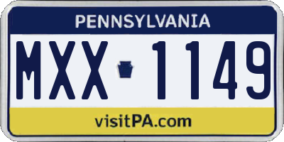 PA license plate MXX1149