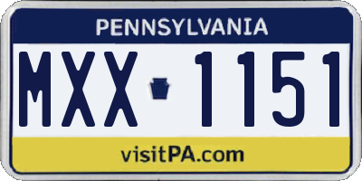 PA license plate MXX1151