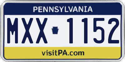 PA license plate MXX1152
