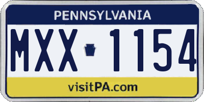 PA license plate MXX1154