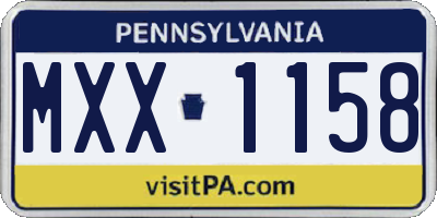 PA license plate MXX1158