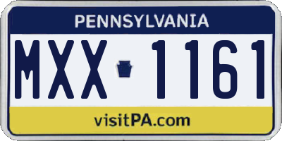 PA license plate MXX1161