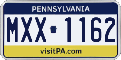 PA license plate MXX1162