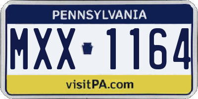 PA license plate MXX1164