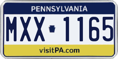 PA license plate MXX1165