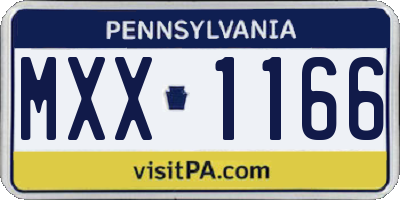 PA license plate MXX1166