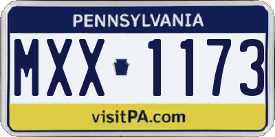 PA license plate MXX1173