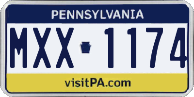 PA license plate MXX1174