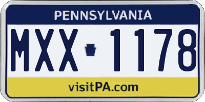 PA license plate MXX1178
