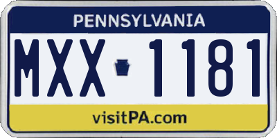 PA license plate MXX1181
