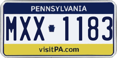 PA license plate MXX1183