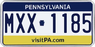 PA license plate MXX1185