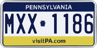 PA license plate MXX1186