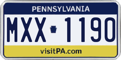 PA license plate MXX1190