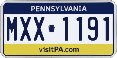 PA license plate MXX1191