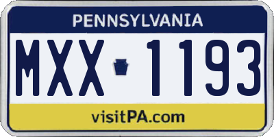 PA license plate MXX1193