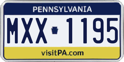 PA license plate MXX1195