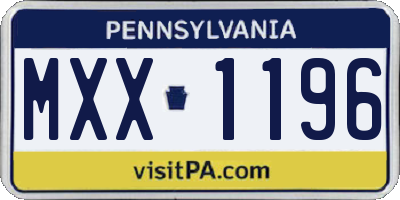 PA license plate MXX1196