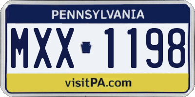 PA license plate MXX1198
