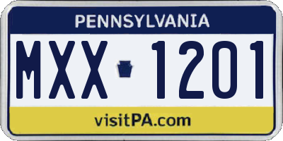 PA license plate MXX1201