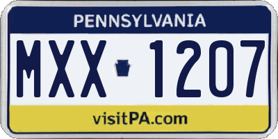 PA license plate MXX1207