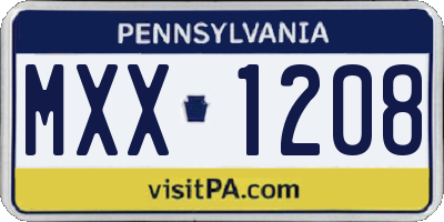 PA license plate MXX1208