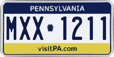PA license plate MXX1211