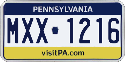 PA license plate MXX1216