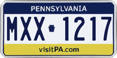 PA license plate MXX1217