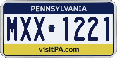PA license plate MXX1221