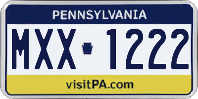 PA license plate MXX1222