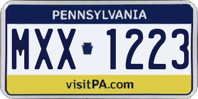 PA license plate MXX1223