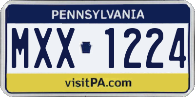 PA license plate MXX1224