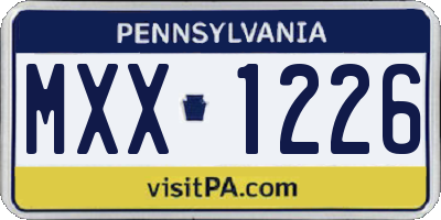 PA license plate MXX1226