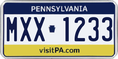 PA license plate MXX1233