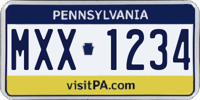 PA license plate MXX1234