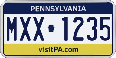 PA license plate MXX1235