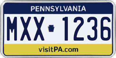 PA license plate MXX1236