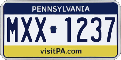 PA license plate MXX1237