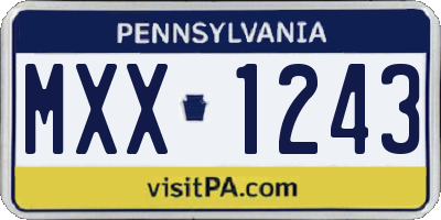 PA license plate MXX1243