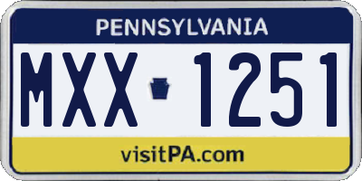 PA license plate MXX1251