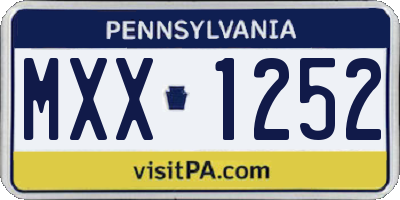 PA license plate MXX1252