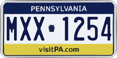 PA license plate MXX1254