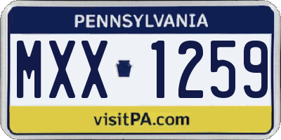 PA license plate MXX1259