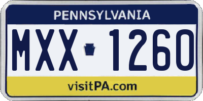 PA license plate MXX1260