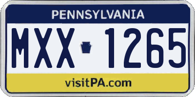 PA license plate MXX1265