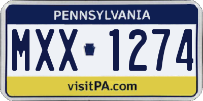 PA license plate MXX1274