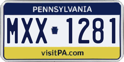PA license plate MXX1281