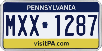 PA license plate MXX1287